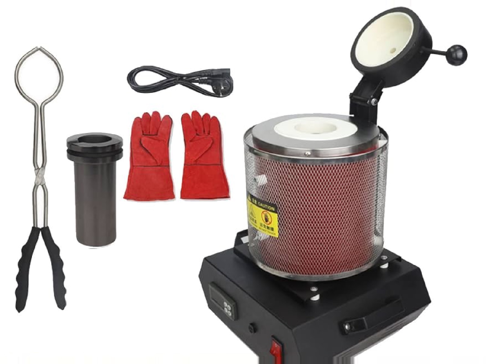 What ships with the Vortex Vulcan: the furnace, graphite crucible, lifting tongs, heat-resistant gloves and mains lead